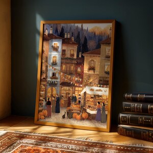 Autumn/Fall Market Wall Art Print, European Village Market Poster, Kitchen and Living Room Wall Art, Seasonal Home Decor – Harvest Market image 2