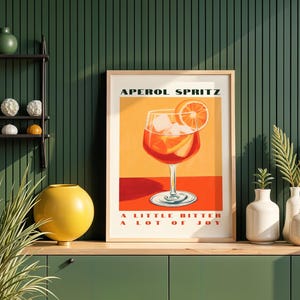 Aperol Spritz Print – Lebhaftes Aperol Cocktail Poster, Retro Aperol Spritz Kunst für Bar & Küche, Italienischer Spritz Print, Aperol Geschenk