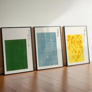 Juego de 3 láminas de Taguchi Tomoki, arte mural japonés, juego de pósteres de Yatsuo no Tsubaki, pósteres japoneses, arte mural minimalista, decoración japonesa para el hogar.