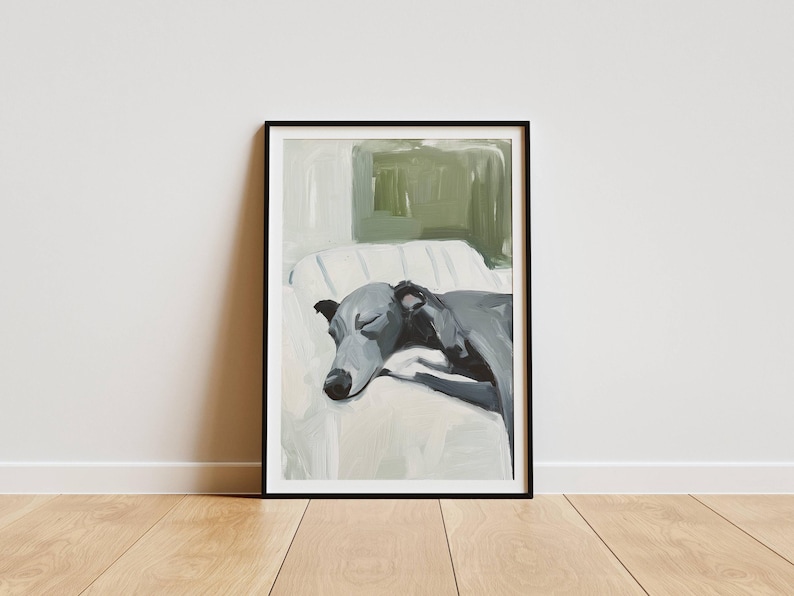 Greyhound Wall Art Print – Elegant Greyhound Poster for Dog Lovers, Calm Pet Artwork, Neutral Dog Wall Decor for Home image 3
