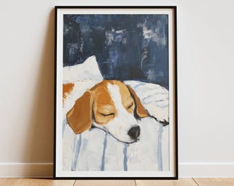 Beagle Kunstdruck | Beagle Poster, Beagle Druck, Beagle Wandkunst, Beagle Malerei, Beagle Geschenk für Hundeliebhaber, friedliches Beagle Dekor für Zuhause