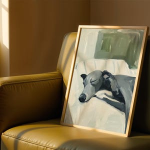 Greyhound Wall Art Print – Elegant Greyhound Poster for Dog Lovers, Calm Pet Artwork, Neutral Dog Wall Decor for Home image 1