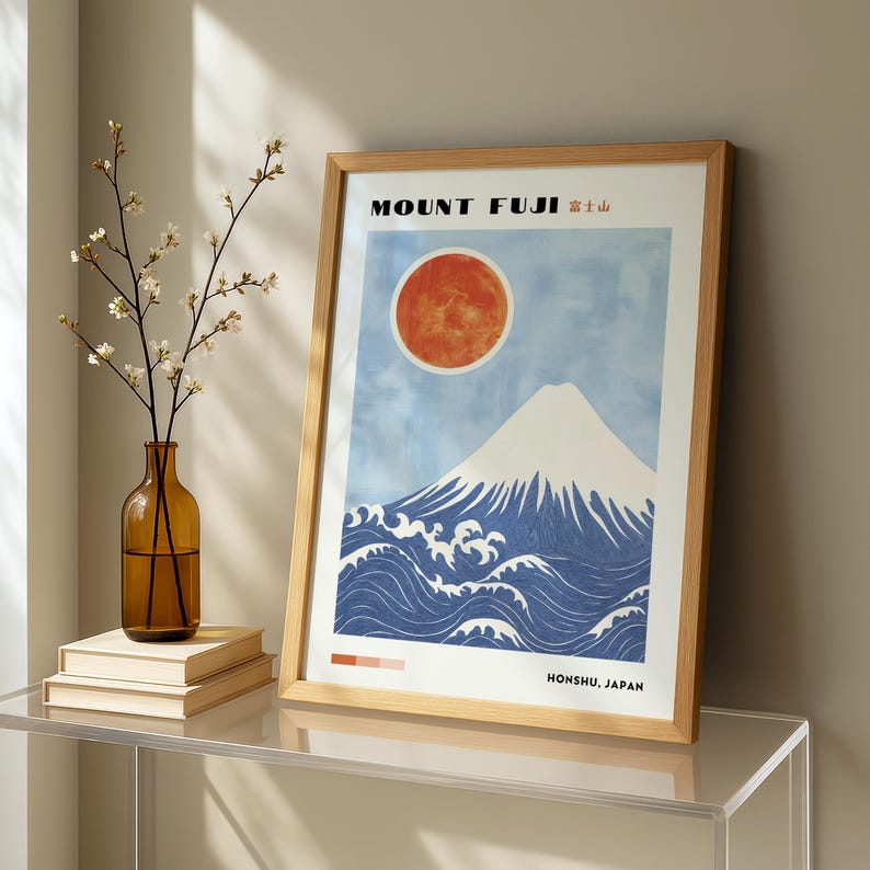 Mount Fuji Wall Art, Vintage Mount Fuji Print, Japanese Poster, Mt Fuji Decor, Japanese Wall Art Print, Mountain Landscape Art image 9