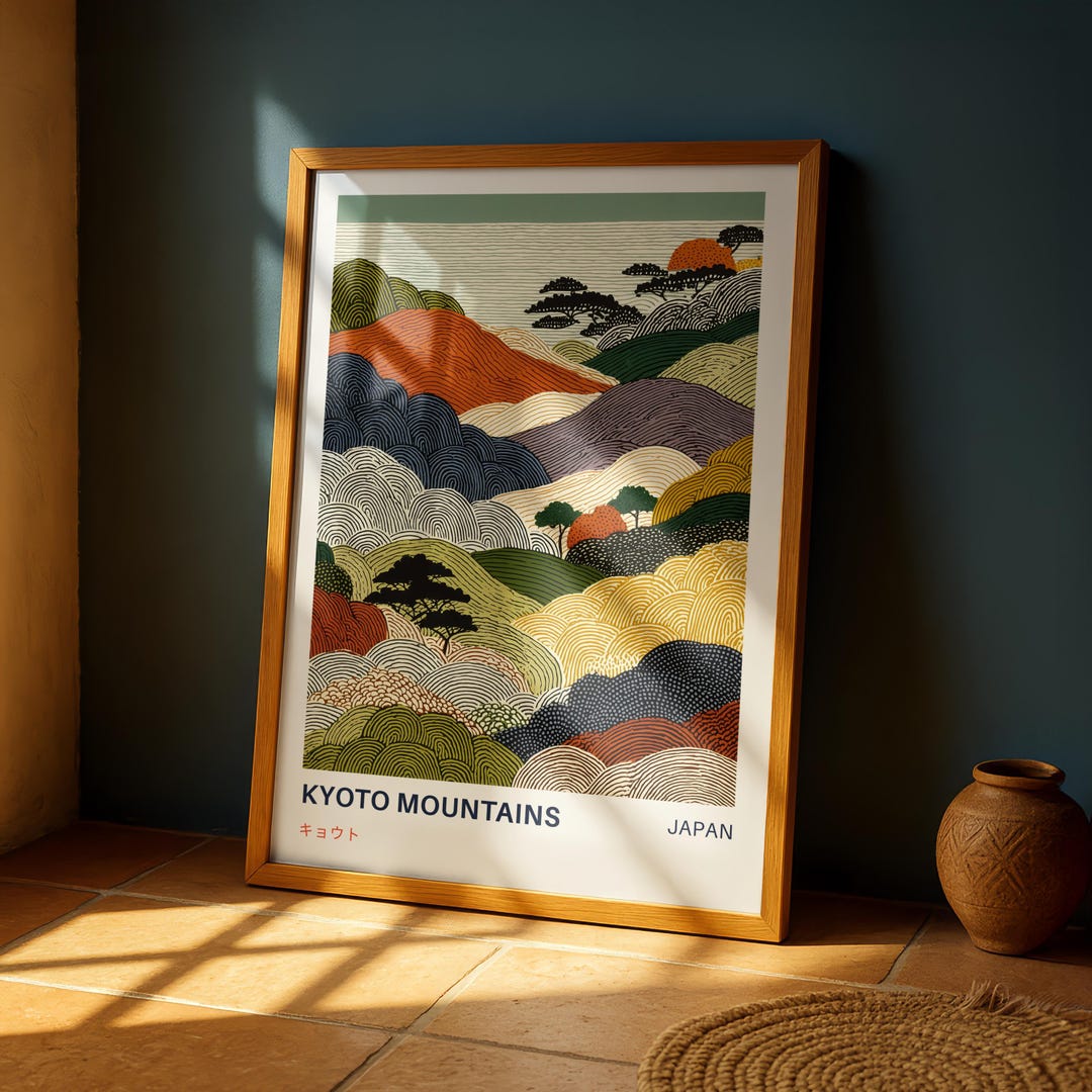 Kyoto Mountains Vintage Art Print – Japanese Mountain Landscape Poster ...