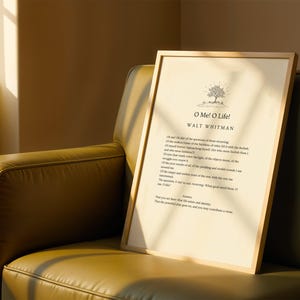 Impresión del poema "¡Oh, yo! ¡Oh, vida!" de Walt Whitman - Arte mural literario - Póster de poesía minimalista - Impresión con cita inspiradora