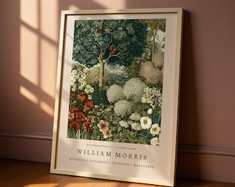 William Morris Botanical Print, Floral Wall Art Poster, English Garden Museum Exhibition, Cottagecore Living Room Decor – Orchard Garden