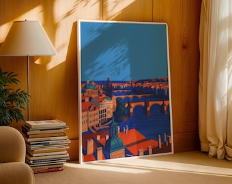 Prague Wall Art Print: Charles Bridge – Czech Republic Travel Poster