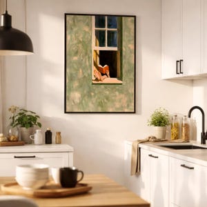 Reading Print, Book Lover Gift, Oil Painting Wall Art, Person Reading In Window Poster, Cozy Reading Nook Decor image 4