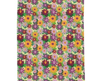 Plush Blanket - Wildflowers Bright Flowers Floral Design, Cozy Throw, Home Decor, Gift for Her, Spring Decor, Bedding, Bedding for Girls