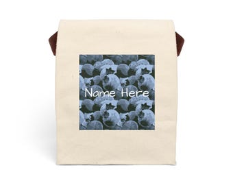 Personalized Canvas Lunch Bag With Strap, Blueberry Design, Eco-Friendly Lunch Tote, Unique Gift, Bakery Bag, Picnic Essential