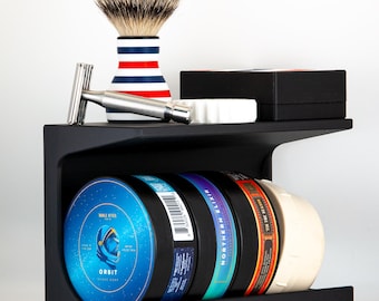Shave Soap Countertop Organizer - With Flat Top Shelf