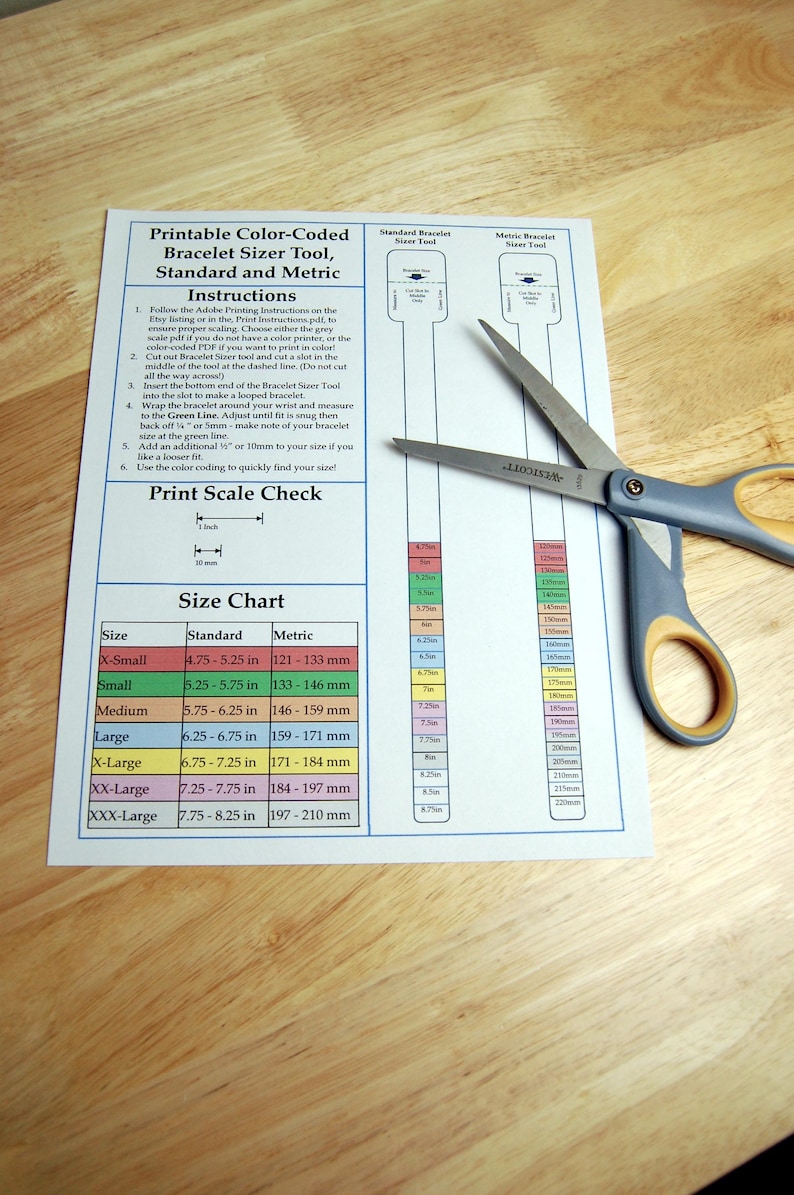Bracelet Ruler Printable Free Pdf Printable Bracelet Sizer Tool: Standard & Metric (PDF Download) - Etsy