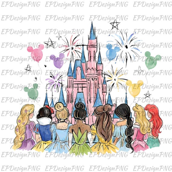 Watercolor Princesses Png, Magic Kingdom Princess Png, Watercolor Princess Castle Png, Family Vacation Shirt, Girls Trip Shirt