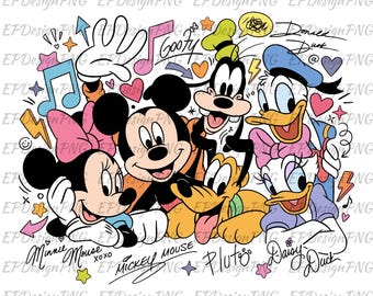 Mouse and Friends Checkered Png, Mouse and Friends Silhouette, Retro mouse and Friends Png, Magic Kingdom Png, Png Files For Sublimation
