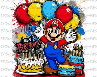 Cumpleaños de Super Mario Png, Diseño de cumpleaños de Super Mario, Personajes de Mario Png, Super Mario Kart Png, Mario retro Png, Mario digital