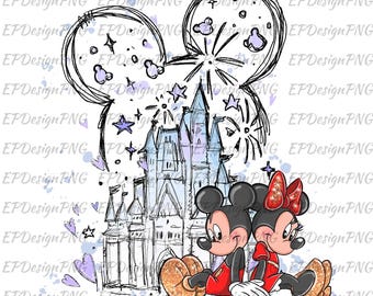Mouse Ear Castle Png, Watercolor Castle Clipart Png, Magical Kingdom Png, Retro Colorful Castle, Sublimation Design Png, Instant Download