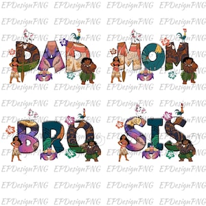 Princess Moana Family Bundle PNG, Moana Png, Moana Shirt Png, Moana Sublimation, Princess Png, Instant Download, Digital File