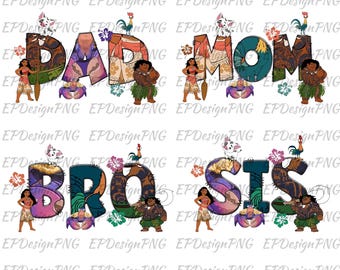 Princess Moana Family Bundle PNG, Moana Png, Moana Shirt Png, Moana Sublimation, Princess Png, Instant Download, Digital File