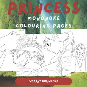 Princess Mononoke (Studio Ghibli) Colouring Pages - Digital Download
