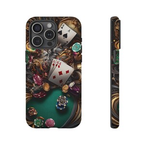 Estojo de jogo de pôquer, presente para jogador de cartas, presente para amante de jogos de azar, capa protetora para telefone, acessório para jogador de pôquer