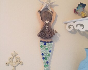 Mermaid (Emily) Carved from Wood Hand Decorated and Painted Over 2 FT Long