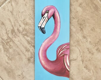 Flamingo Painted on Reclaimed Wood Plaque