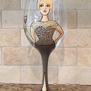 Bridesmaid, Friends Reunion, Girl Friend Portrait /Likeness Wine Glass Hand Painted Custom Order image 8