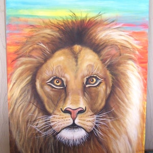 Lion at Sunset 18 x 24 Acrylic on Canvas ( Custom Order Only)