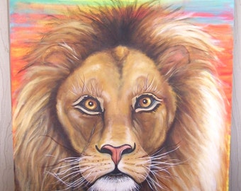 Lion at Sunset 18 x 24 Acrylic on Canvas ( Custom Order Only)