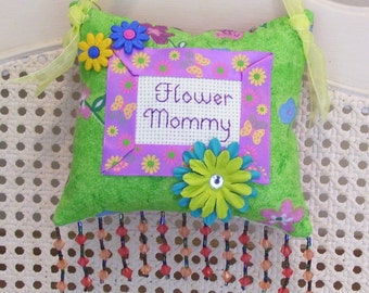 Flower Mommy Boutique Pillow Handmade from Fabric Scraps