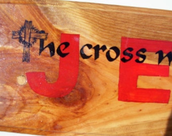 JESUS Plaque Hand Painted on Reclaimed Wood 2 Ft  Long