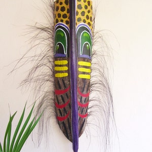 Warrior Tiki Mask on Exotic Palm Branch Tribal African Palm Frond image 5