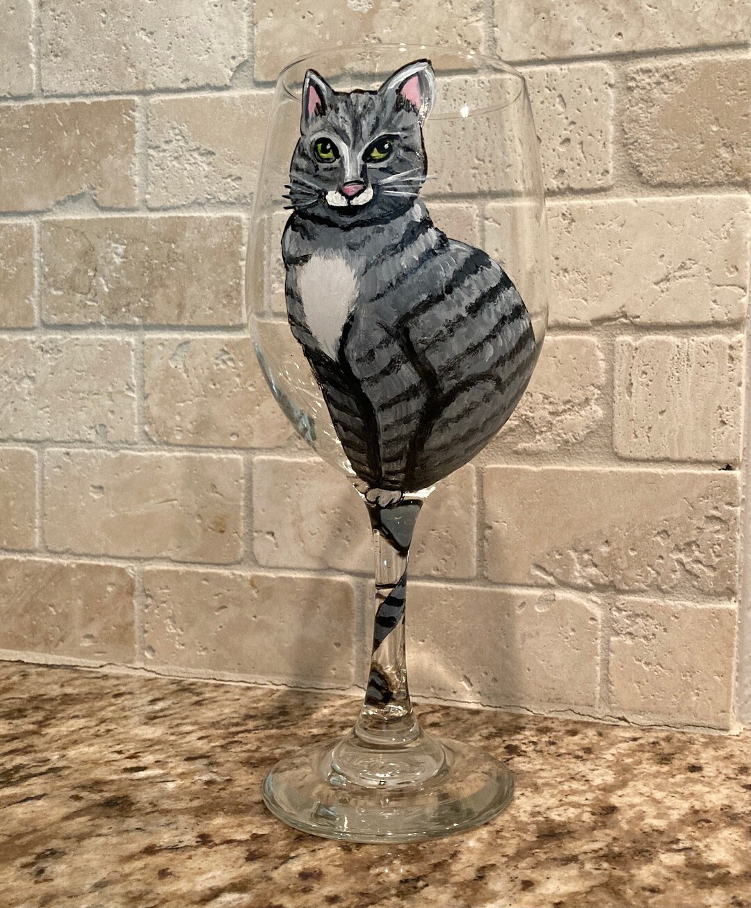 Pet Cat Wine Glass Hand Painted (custom Order Only) - Etsy