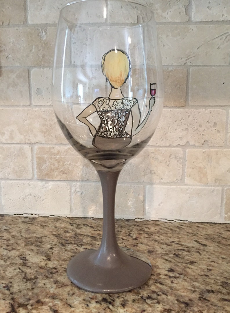 Bridesmaid, Friends Reunion, Girl Friend Portrait /Likeness Wine Glass Hand Painted Custom Order image 5