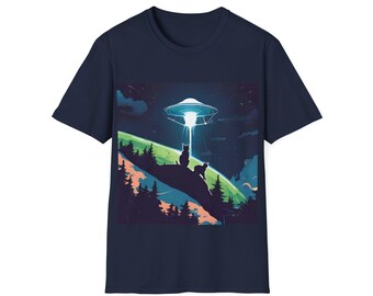 Cat Abduction T-Shirt: Funny Alien Graphic Tee, Retro Style