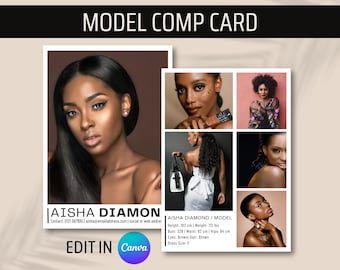 Model Comp Card Template: Three Photos, Canva Design (Instant Download)