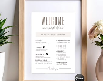 Airbnb Welcome Sign Template | Vacation Rental Printable (Canva)