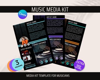 Music Press Kit Template | Artist & Band EPK | 1 Page Media Kit for Musicians | Canva