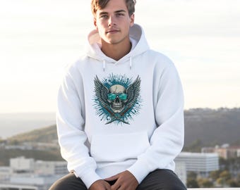 Skull Wings Graphic Hoodie: Edgy Streetwear Sweatshirt
