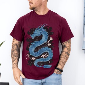 Chinesisches Drachen-Grafik-T-Shirt: Unisex-Shirt aus schwerer Baumwolle Bild 2