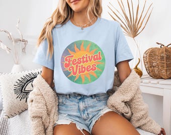 Camiseta con espíritu festivalero: Camiseta unisex de algodón grueso para verano