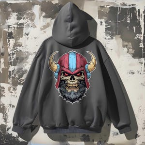 Rebellious Viking Skull Hoodie - Cozy Sweatshirt, Graphic Hoodie, Unisex teen gift, Casual Wear, Unique Gift for Men & Women,Biker gifts image 4