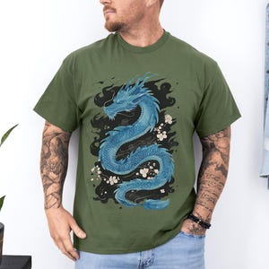 Chinesisches Drachen-Grafik-T-Shirt: Unisex-Shirt aus schwerer Baumwolle Bild 5