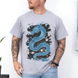 Chinesisches Drachen-Grafik-T-Shirt: Unisex-Shirt aus schwerer Baumwolle Bild 3
