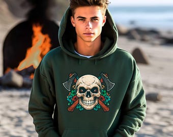 Skull & Axes Graphic Hoodie: Edgy Unisex Sweatshirt