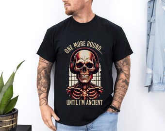 Funny Gamer Skeleton T-Shirt: One More Round, Unisex Graphic Tee