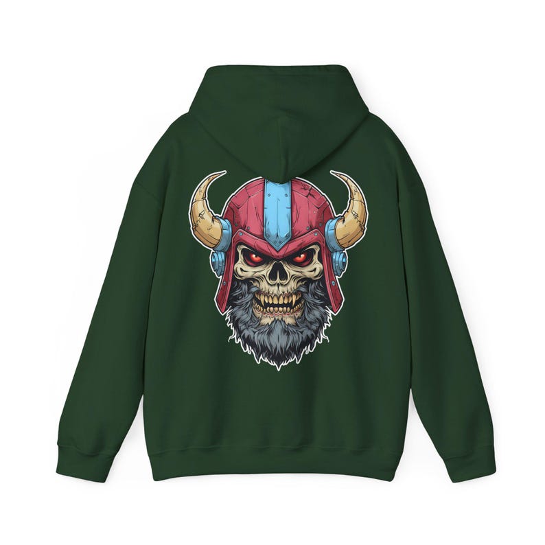 Rebellious Viking Skull Hoodie - Cozy Sweatshirt, Graphic Hoodie, Unisex teen gift, Casual Wear, Unique Gift for Men & Women,Biker gifts image 8