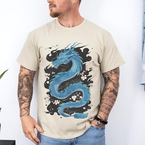 Chinesisches Drachen-Grafik-T-Shirt: Unisex-Shirt aus schwerer Baumwolle Bild 4