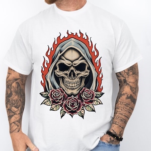 Edgy Skull Graphic Tee,Heavy Cotton T-Shirt,Goth Fashion,Halloween Outfit,Alternative Style, skull lover Gift,Gift for him,Gift for dad