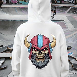 Rebellious Viking Skull Hoodie - Cozy Sweatshirt, Graphic Hoodie, Unisex teen gift, Casual Wear, Unique Gift for Men & Women,Biker gifts image 3